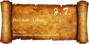 Haldek Tibor névjegykártya